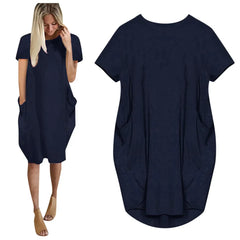 Plus Size Short Sleeve O-Neck Loose Casual Dresses
