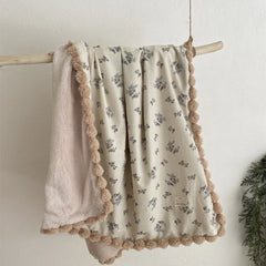 Warm Baby Blanket Pompom Blush Sprigs