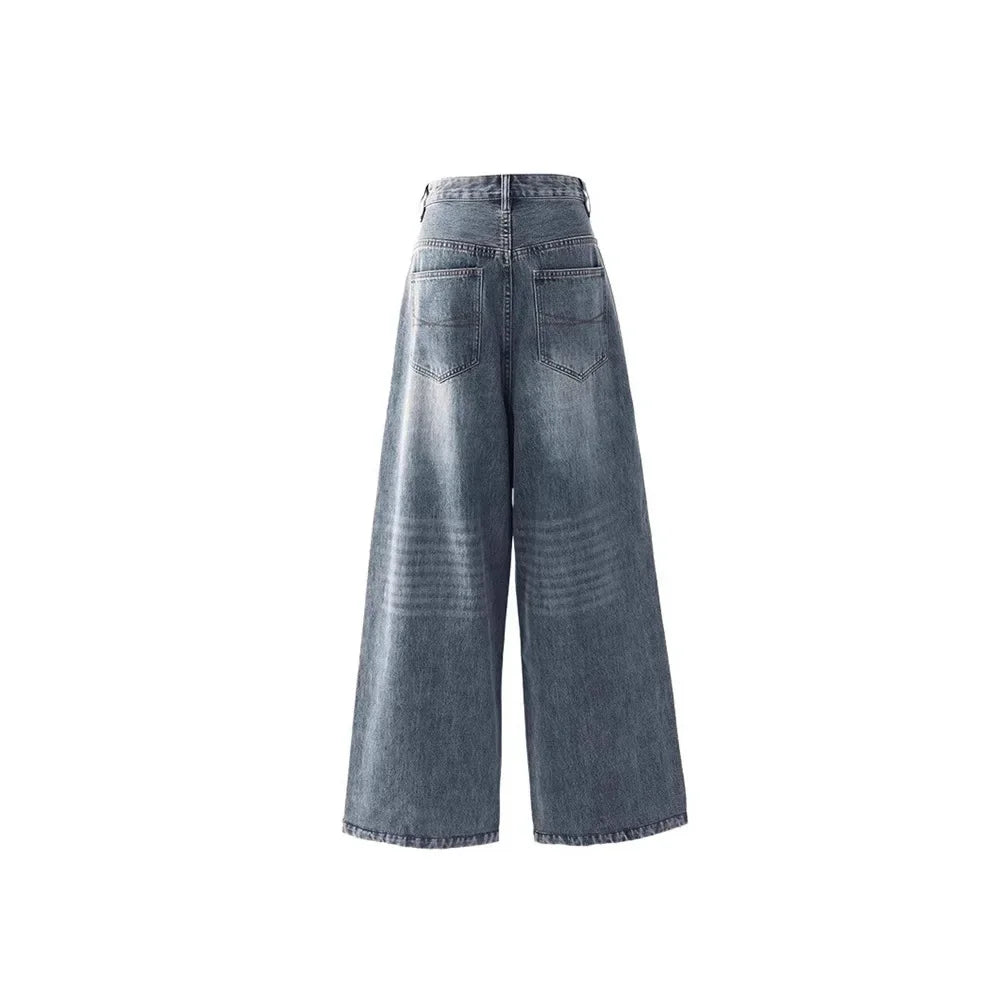 High Waist Wide Leg Denim Jeans Loose Straight Floor-Length Pants Style Comfortable Sensation
