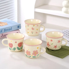 Creative Coffee Mug with Tulip Flower Design Ceramic Cup