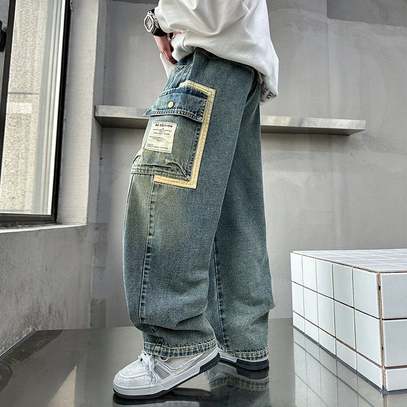 Design Children Relaxed Fit Straight Leg Cargo Jeans