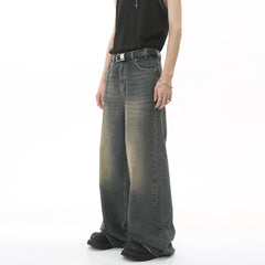 Baggy Straight Leg Wide Leg Jeans Male Vintage Wash Casual Denim Pants Youth Brand Streetwear Trousers