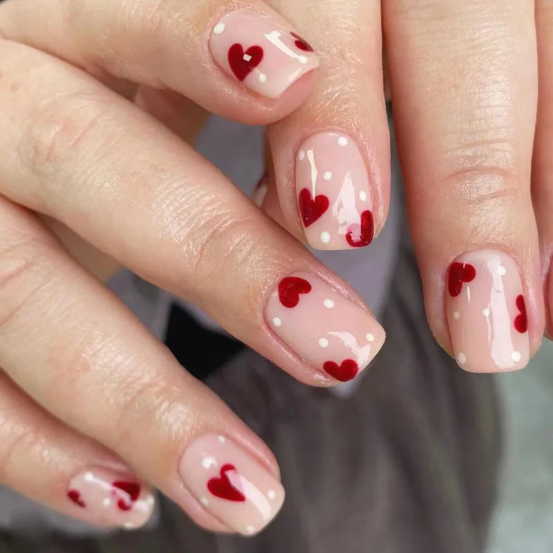 Dark Brown White Polka Dot Wearable Nail Art Fall Chic Fake Nails Detachable Finished False Nails Press on Nails