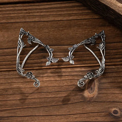 Cute Alloy Elf Ear Clip Korean Style Ear Cuff Rose Flower Hollow Ear Clips Ear Hook Jewelry Accessories Halloween