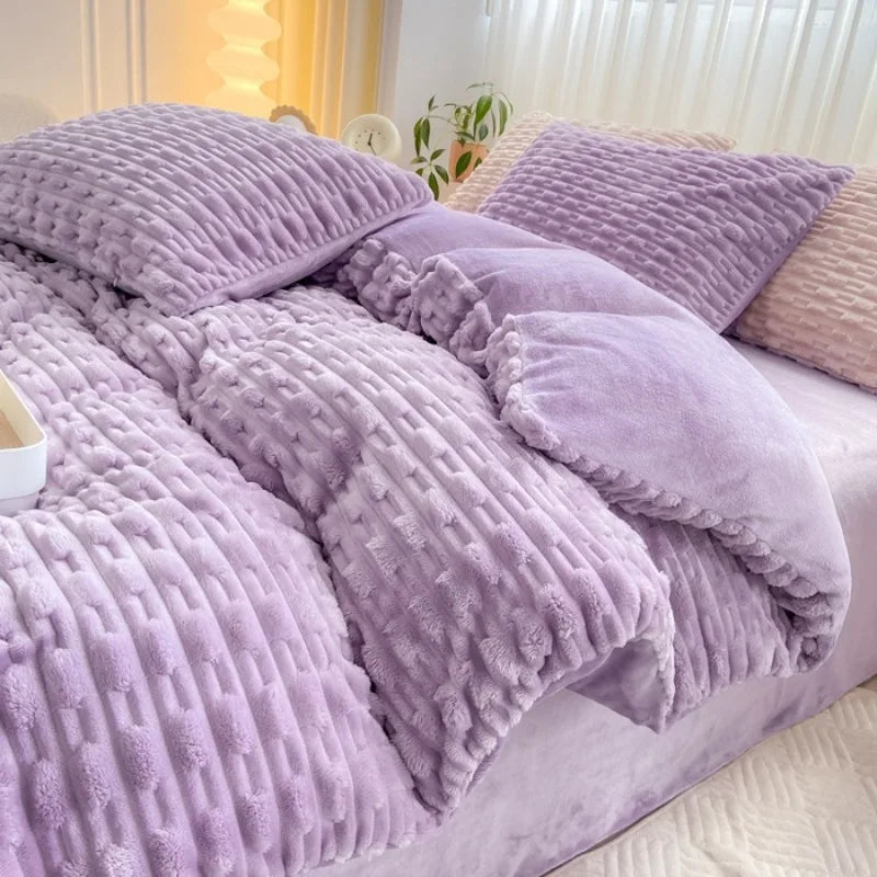 Rabbit Velvet Milk Single Product Quilt Cover Thickened Warm Solid Duvet Bedding