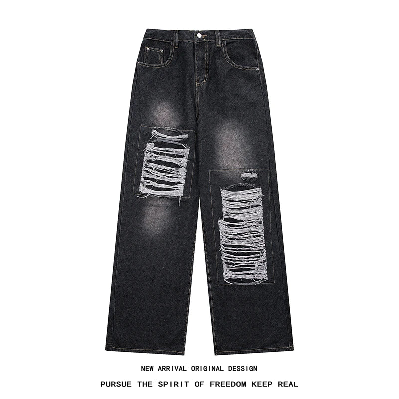 Jeans Ripped Baggy Denim Pants High-Quality Straight-Leg Jeans Street Mop Trousers Loose Fit