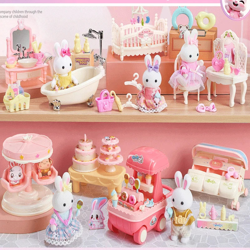 Little Rabbit Bedroom kitchen outdoor gamesLovely Scene Play Toys Simulation Modelling Children Birthday Easter Gift