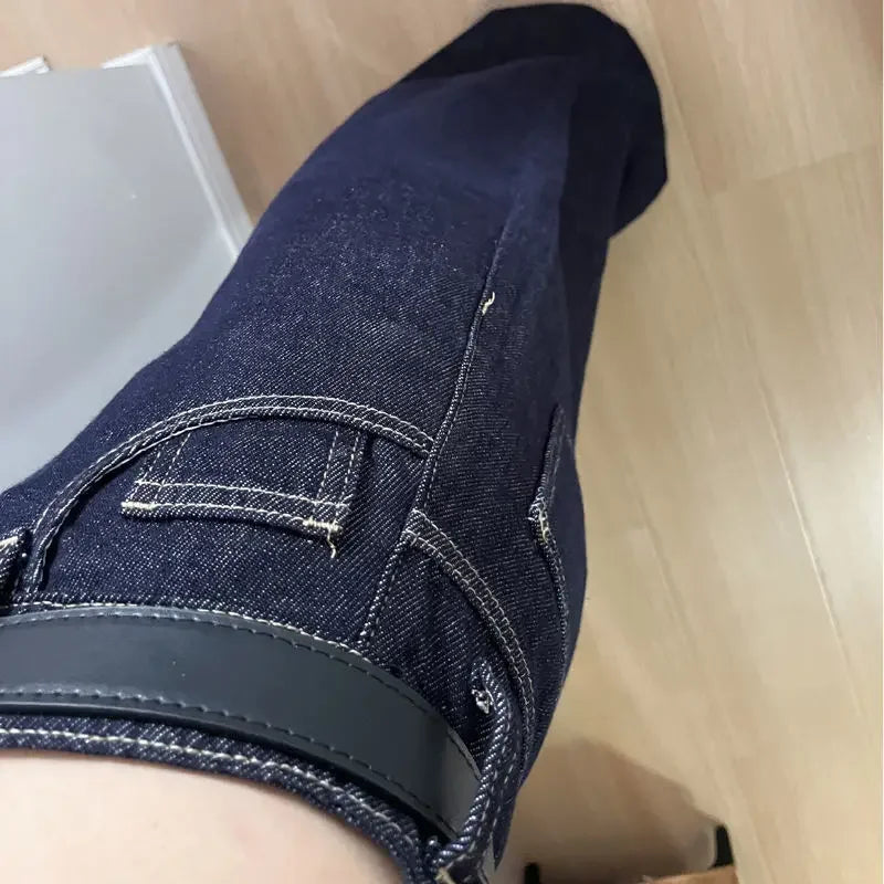 DeepBlue High-Waisted Wide-Leg Jeans