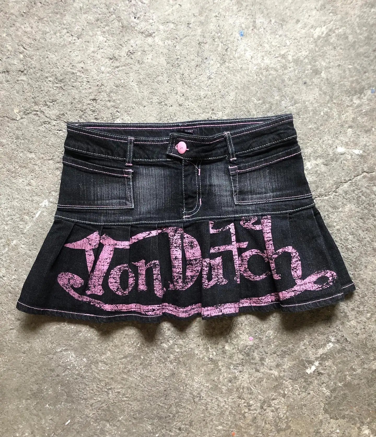 Korean Kopo Style Retro Letters Spice Girls A Word Denim Skirt Y2K Harajuku Hip-Hop Dance Street Wear