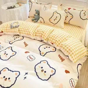Pink Light Blue Checkered Striped Duvet Cover with Multiple Patterns 200X230cm Soft Duvet Cover Suitable