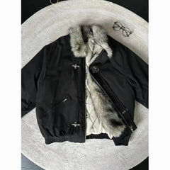American Aircraft Button Pocket Zipper Stand-Up Collar Parka