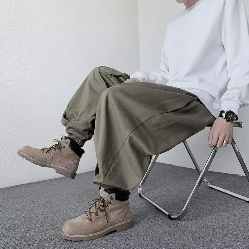 Japanese Style Loose-fit Wide-leg Cargo Pants