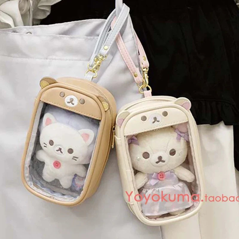 Rilakkuma Korilakkuma Clutch Bag Key Chain Couple Anime Relax Bear PU Coin Purse Pendant Jewelry Storage Key Wallet Kids Gift