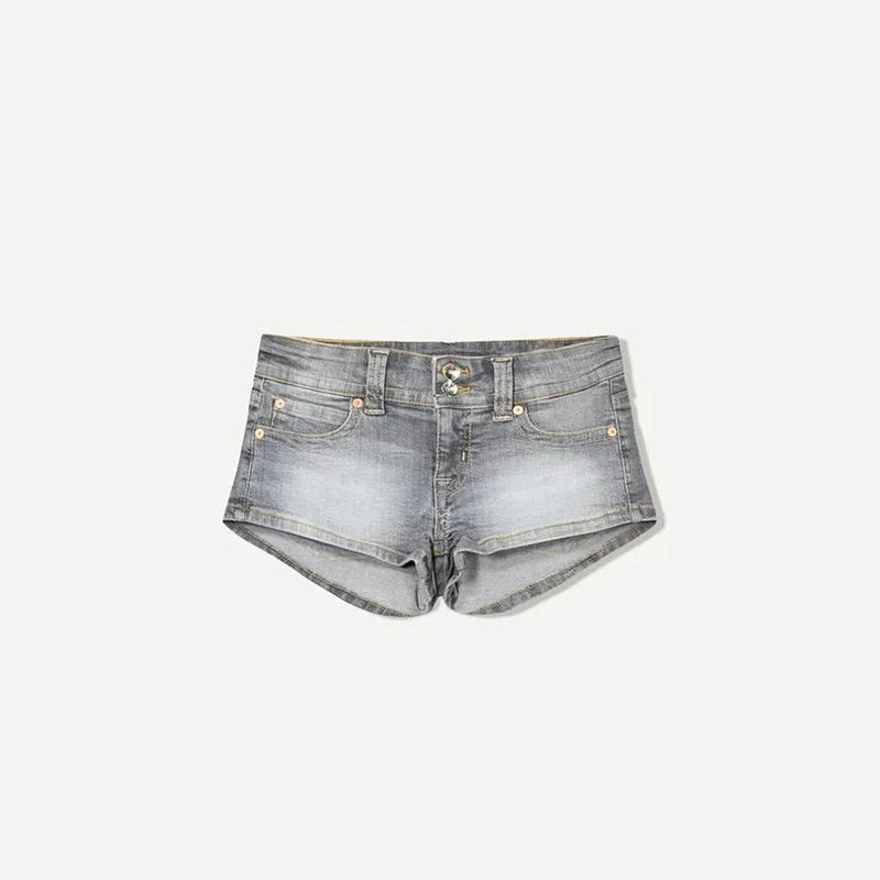 Y2k Zipper Denim Mini Shorts