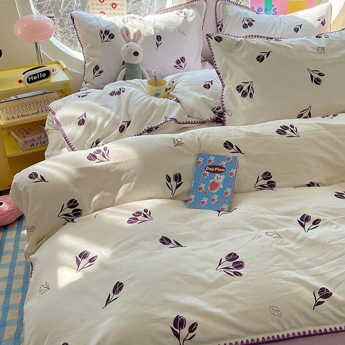 Lace Single Item Quilt Cover Skin-friendly Cotton Korean Version French Shell Quilt Cover Two People Use Bedding
