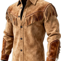 Fur Fringed Jacket Coat Vintage Ethnic Trendy Button Open Lining Streetwear Coat