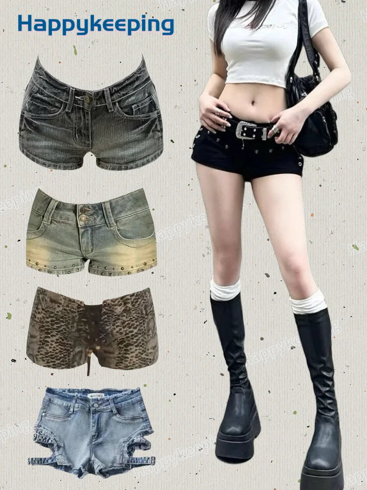 Harajuku jeans Shorts y2k Grunge Vintage streetwear beach jorts clothes 2000s Denim Pants Japanese