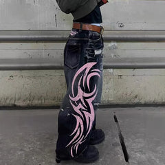 American Graffiti Punk Hip-Hop Printed Gothic Jeans