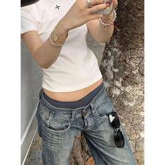 Vintage Blue Y2k Baggy Jeans streetwear Harajuku 2000s Denim Trousers American Retro Pants Trashy Clothes