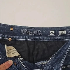 Gothic Diamond Embroidery Jeans Vintage Low Rise Flared Jeans Retro Y2k Baggy Denim Pants High Streetwear Trousers