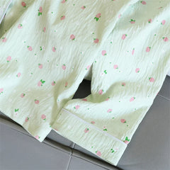 2 PCS Pajama Sleepwear Pajama Set Long Sleeved Pants Suit Peach Print Ventilate Soft Comfortable Home Leisure Home Clothes
