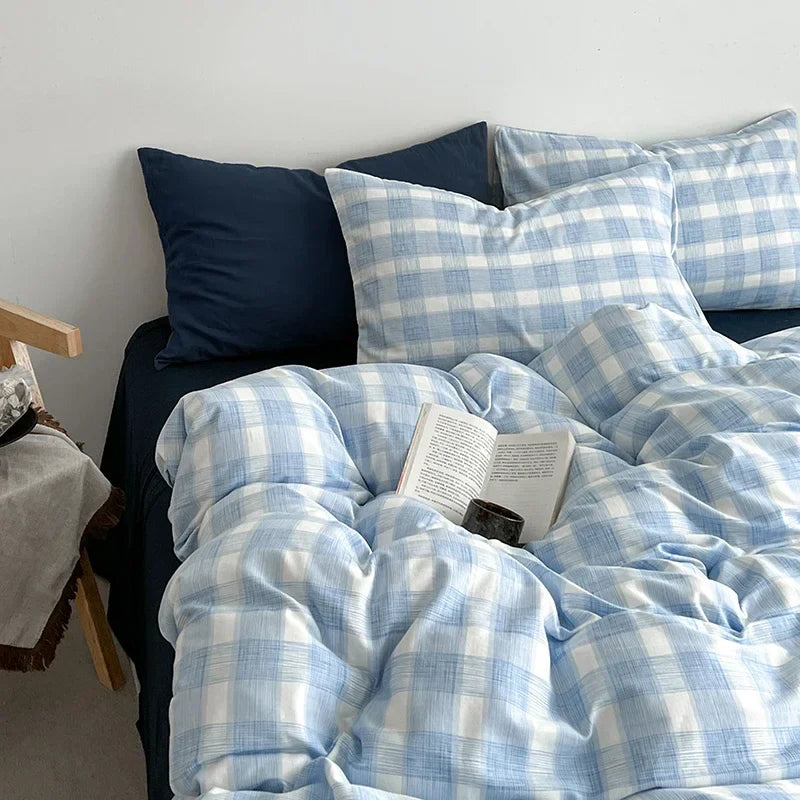 Washed Super Soft Duvet Cover Set with Bed Sheet Skin-friendly Bedding Set Hygroscopic Breathable Quilt Cover