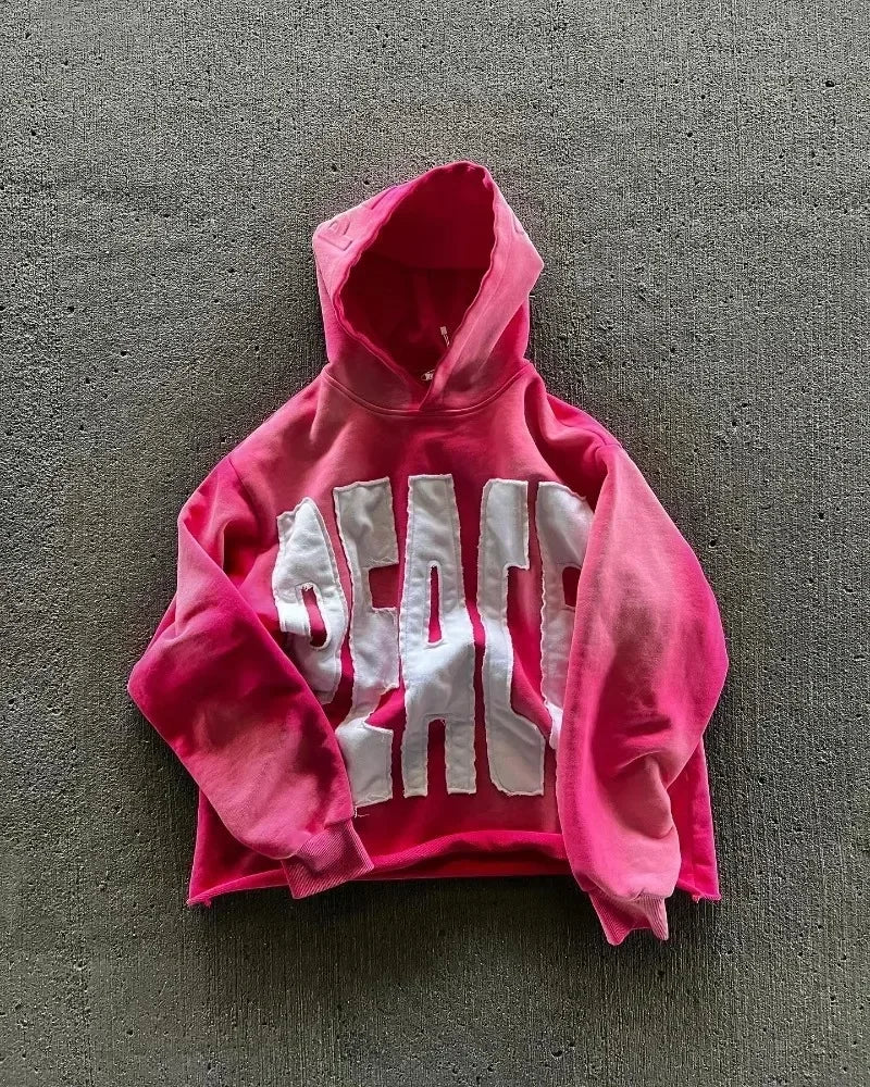 American Retro Rock Gothic Graphic Fur Collar Loose Zipper Sweatshirt Y2K Harajuku Punk Casual Joker Hoodie Streetwear