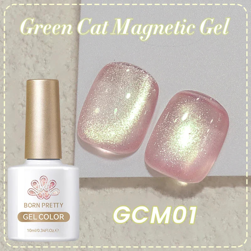 10ml Green Cat Magnetic Gel Ultra Shine Holographic Glitter Semi Permanant Soak Off UV LED Gel Varnish