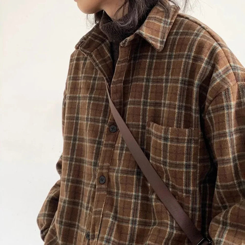 Striped Workwear Long-Sleeved Shirt Japanese Retro Casual Trend Simple Loose College Style Tops