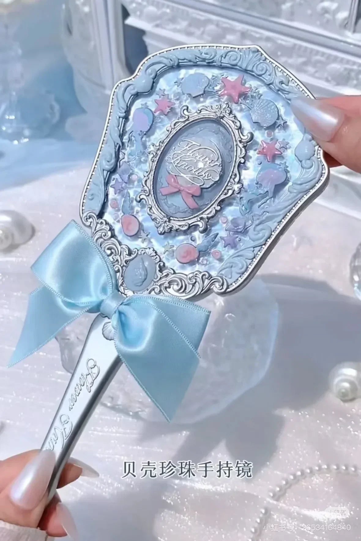 Flower Knows Butterfly Cloud Shoulder Holding Mirror Holding National Style Classical Princess Mirror