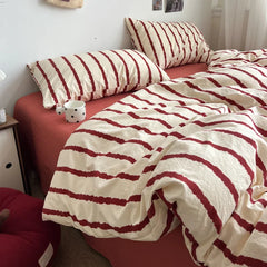 Striped Printed Microfiber Duvet Cover Set Bedding Set, Breathable Lightweight Soft, Fade-Resistant Hypoallergenic Washable