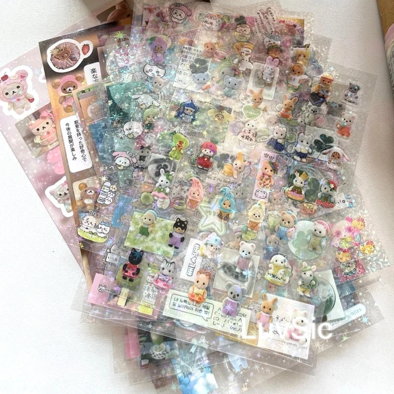 6pcs/10pcs Set Y2K Random Cute Glitter Laser Sticker