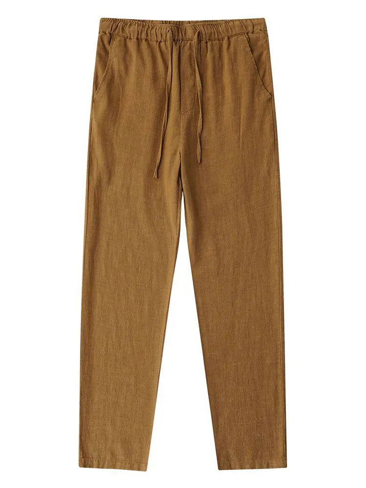 Casual Cotton Linen Chino Pants Wide Leg Lightweight Baggy Cotton Sweatpants Male Sport Jogger Straight Work Trousers