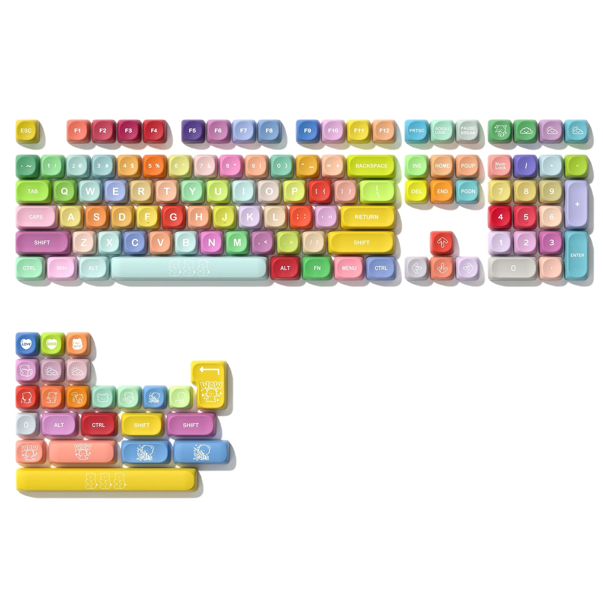 Pink Cat Dye Sublimation PBT Keycaps 136 Keys MOA Profile Keyboard Keycaps