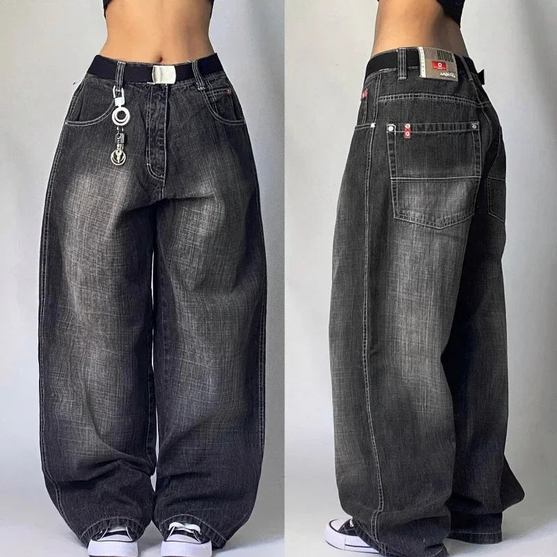 Streetwear Oversized Print Baggy Jeans Y2K Harajuku Hip-hop Vintage Pop Gothic High Waist Wide-leg Pants Trousers