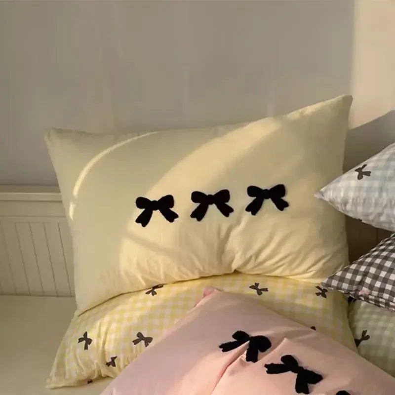 Plaid Bow Knot Pillowcase Korean Y2ks Blackpink Dakimakura Sleeping Pillows Cover Bedroom Decoration Girl Gifts