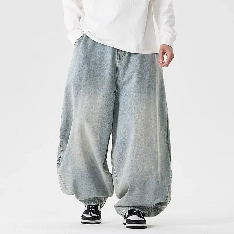 Streetwear Denim Pants Harajuku Washed Baggy Jeans Y2K Punk Casual High Waist Wide Leg Pants