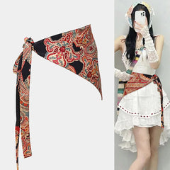 Chinese-style Bohemian ethnic triangular scarf tie, ladies' decorative waist cover, girl fart curtain
