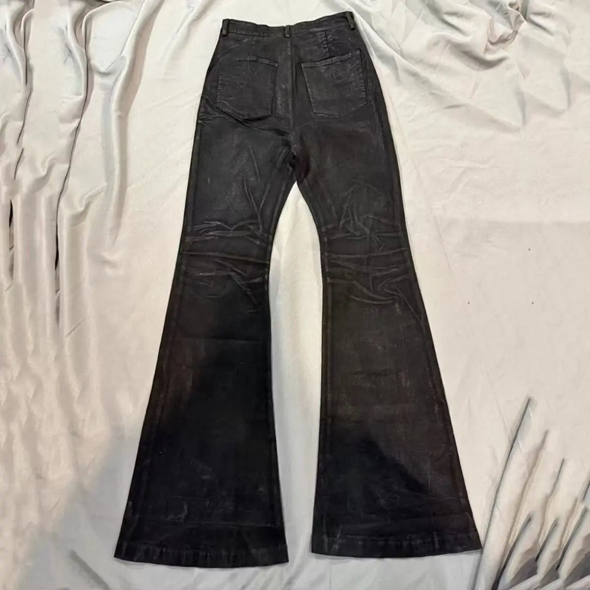American Retro Heavy Industry High Street Coated Micro-Flared Jeans
