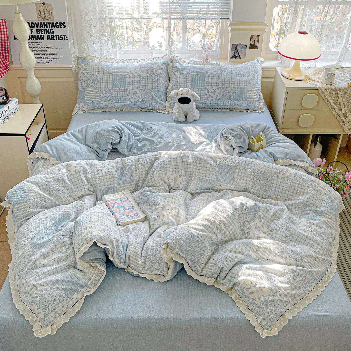 Ins Princess Bedding Set Floral Duvet Cover Set Flat Sheets Set Single Twin Double Size Bed Linen Set Back To School Season