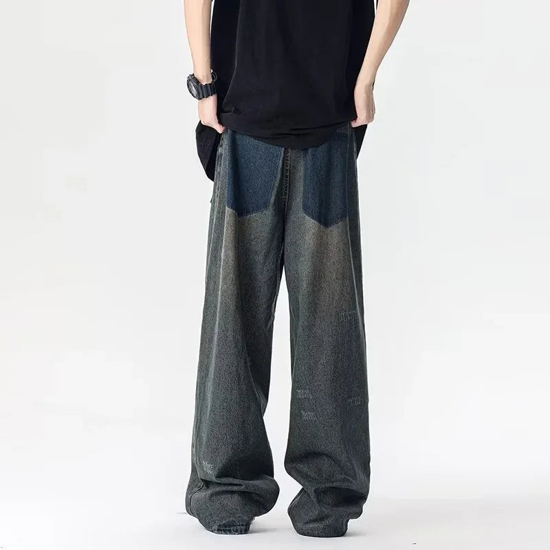 American Retro Ripped Wide-leg Jeans