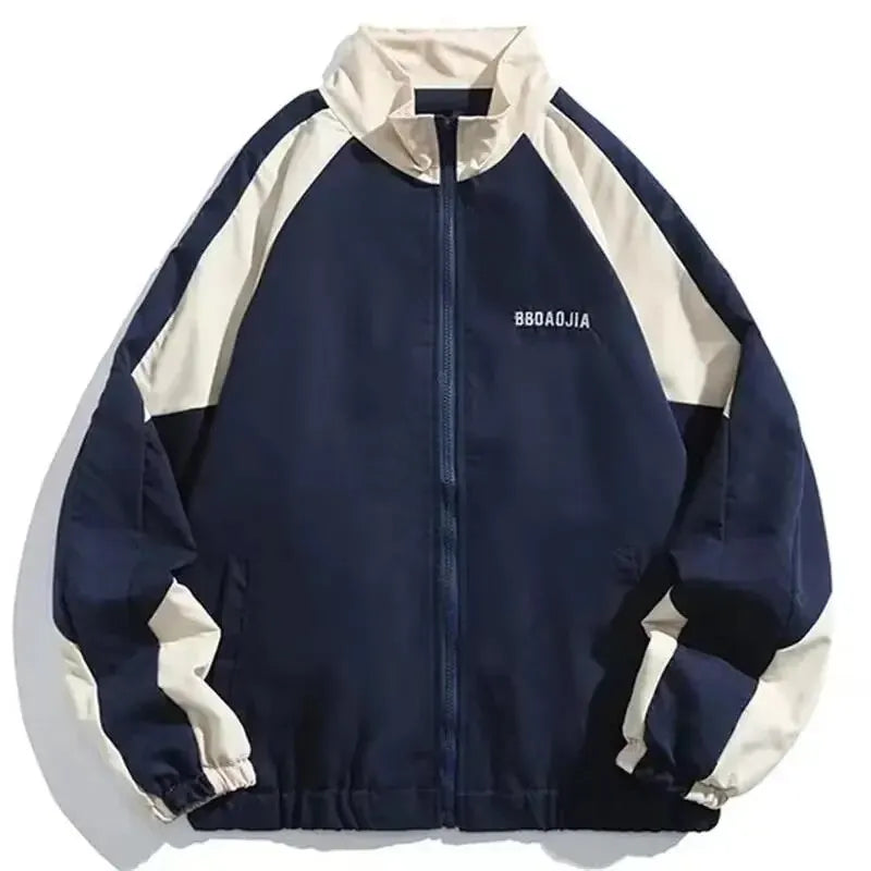 Hip Hop Varsity Jacket High Street Patchwork Color Block Windbreaker Coats Thin College Jackets