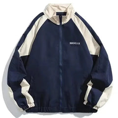 Hip Hop Varsity Jacket High Street Patchwork Color Block Windbreaker Coats Thin College Jackets