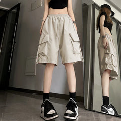 S-3Xl Y2K Cargo Shorts Harajuku Black Oversized Wide Leg Shorts Streetwear High Waist Baggy Short Pants New