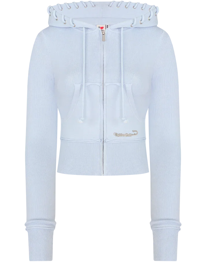 Y2K American Sportswear Two Piece Set Casual Blue Yoga Suit Short Skirt Slim Fit Hooded Sweatshirt Casual Sports Pants