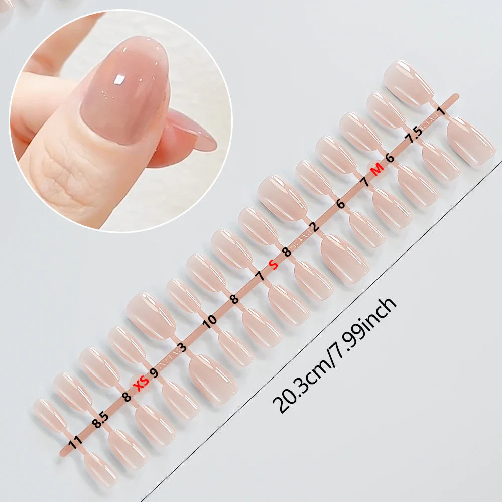 150Pcs Gradient Nude Short Almond Fake Nails XS/S/M Size Glossy Full Cover Press On Nail