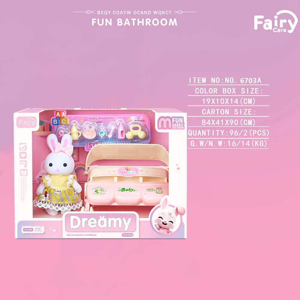 Little Rabbit Bedroom kitchen outdoor gamesLovely Scene Play Toys Simulation Modelling Children Birthday Easter Gift