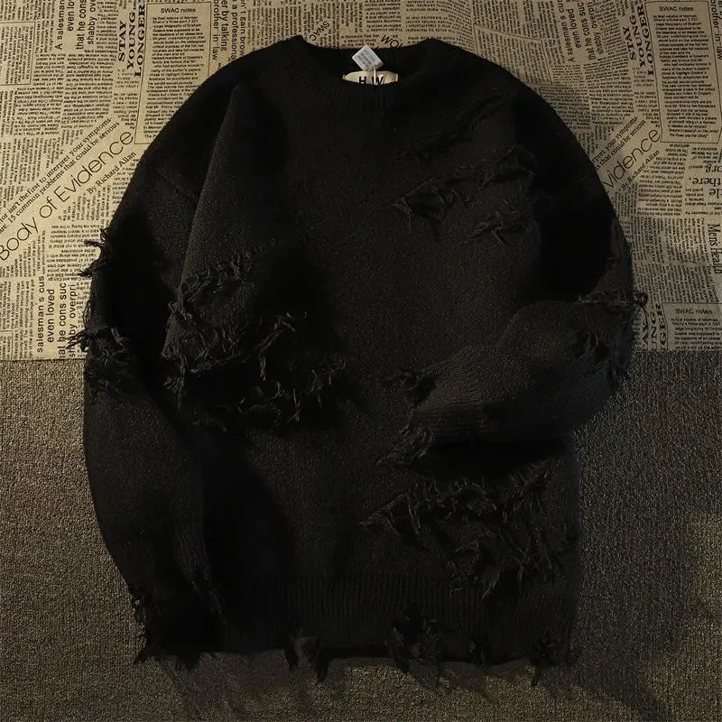 American Round Neck Long-sleeved Loose Sweater Sweater Jacquard Eye Pattern Hip Hop Casual Couple Pullover