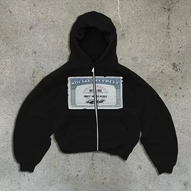 Korean Simple Gray Double Sided Oversized Zipper Hoodie Y2K Harajuku Gothic Casual Joker Couple Sweatshirt