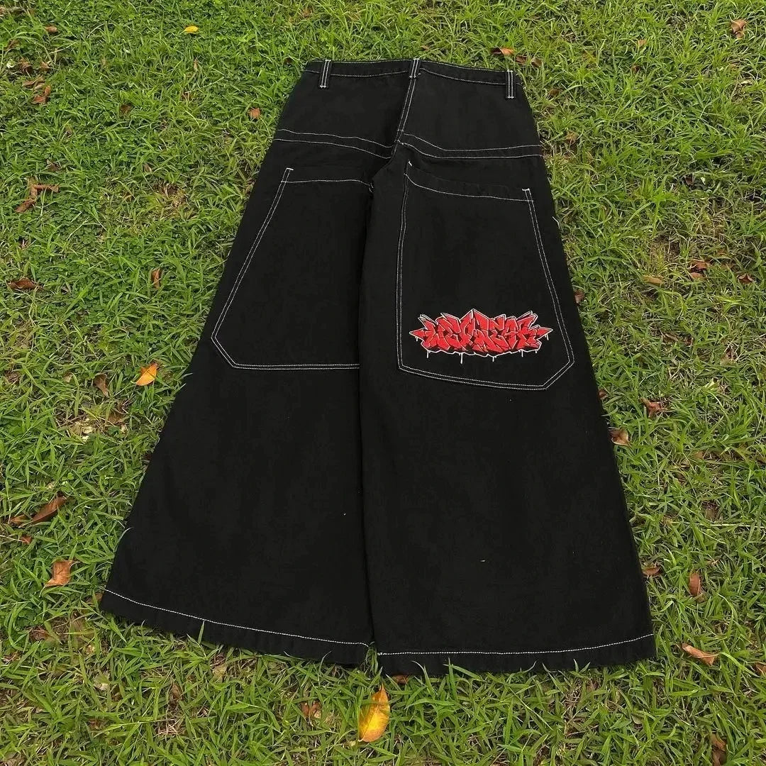 Y2K Gothic Cross Print Loose Jeans Street Hip-hop Retro's